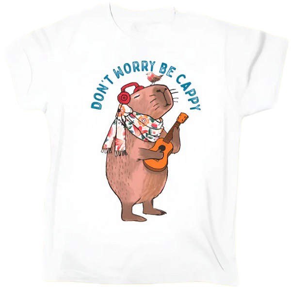 Tricou: Don't worry be cappy. Alb. Marimea L