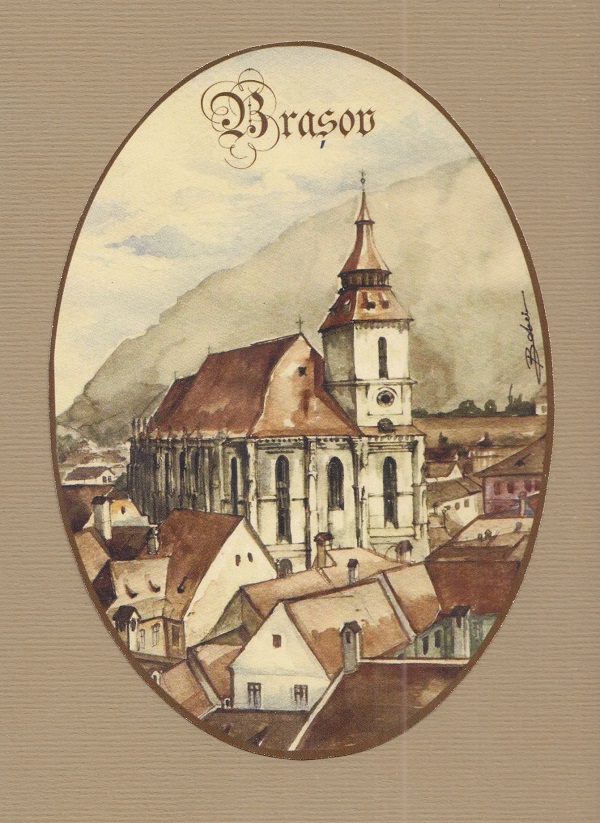 Reproducere pe carton bej. Biserica Neagra Nr.4