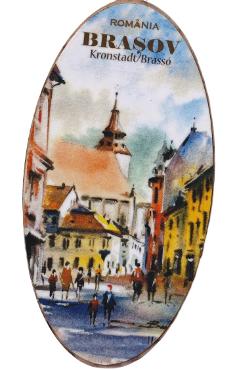 Imaginea produsului 'Magnet oval: Brașov Nr.8. Bobei Art'