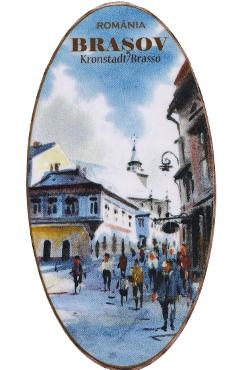 Imaginea produsului 'Magnet oval: Brașov Nr.6. Bobei Art'