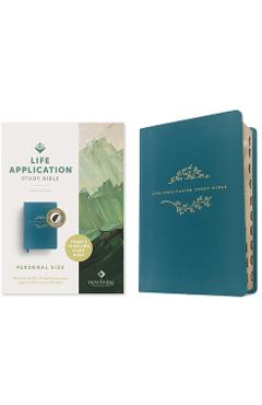 Coperta cărții 'NLT Life Application Study Bible, Third Edition, Personal Size (Leatherlike, Teal Blue, Indexed, Red Letter) -'