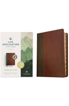 Poza produsului NLT Life Application Study Bible, Third Edition, Personal Size (Leatherlike, Brown/Mahogany, Indexed, Red Letter) - 
