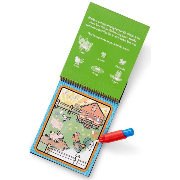 Carte de colorat reutilizabila cu apa. Ferma