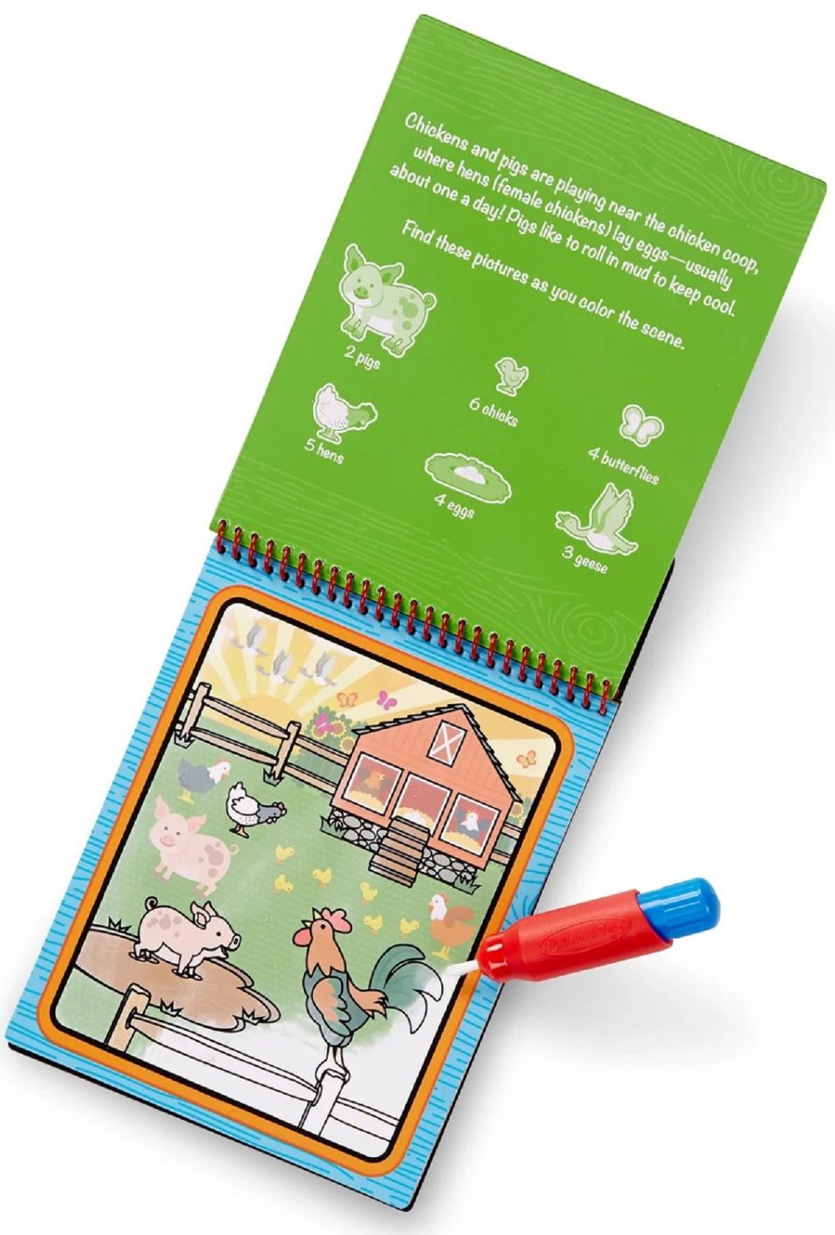 Carte de colorat reutilizabila cu apa. Ferma