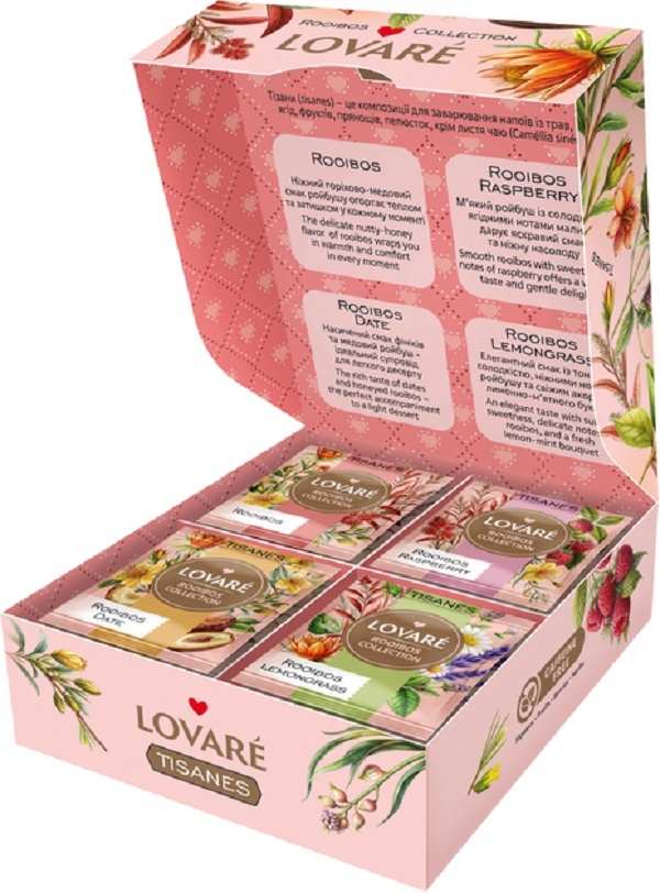 Set ceai: 4 arome x 8 pliculete. Ceai Tisanes Rooibos