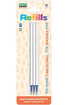 Imaginea produsului 'Set 3 rezerve pix cu ștergere cu capac. Albastru'