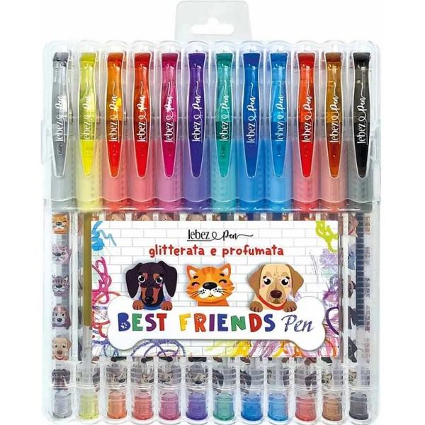 Set 12 pixuri cu sclipici parfumat: Best Friends