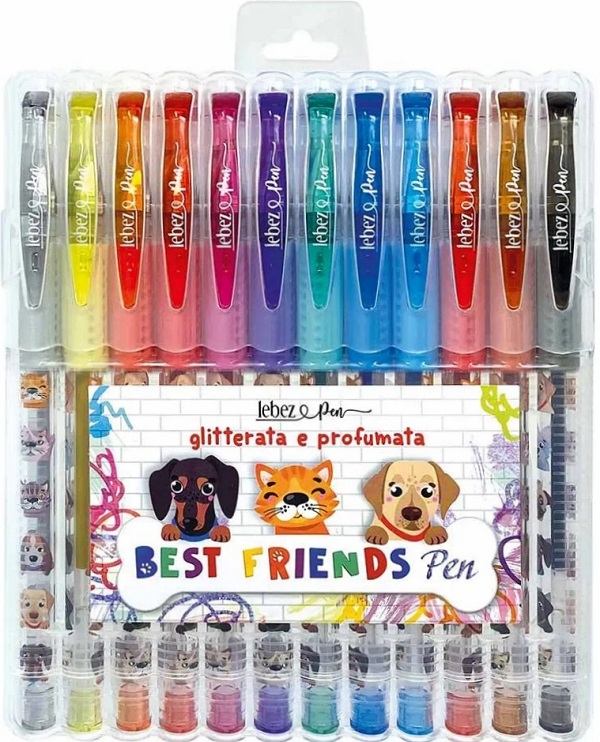 Set 12 pixuri cu sclipici parfumat: Best Friends