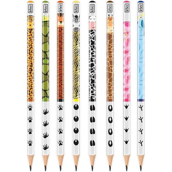 Set 8 creioane grafice cu pattern animale. Wild Party