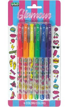 Imaginea produsului 'Set 6 pixuri cu sclipici parfumat: Glamour'