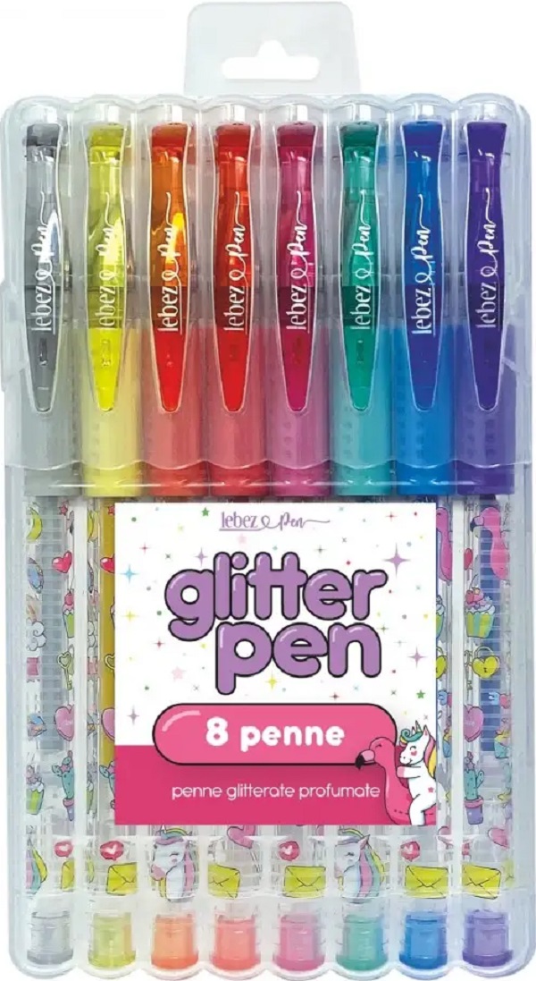 Set 8 pixuri cu sclipici parfumat: Girly