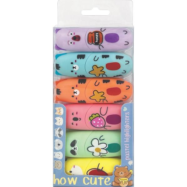 Set 6 marker evidentiator culori pastel: How Cute