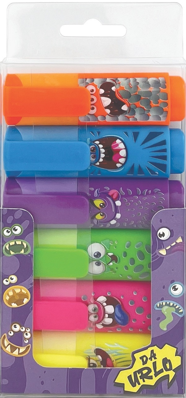 Set 6 marker evidentiator culori neon: Monsters