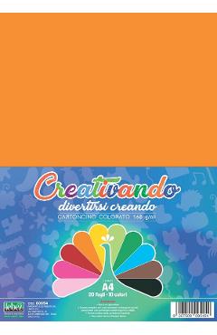 Imaginea produsului 'Carton colorat asortat 20 coli A4. 10 culori'