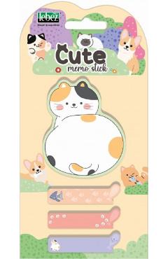 Imaginea produsului 'Bloc notes adeziv + 3 index: Pisica alb-portocaliu-negru'