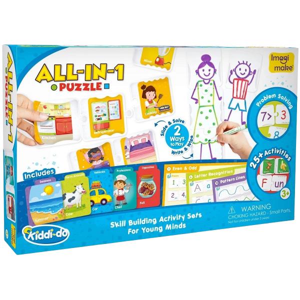 Set puzzle cu activitati educative. All-in-1 puzzle
