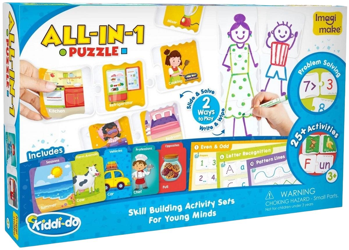 Set puzzle cu activitati educative. All-in-1 puzzle