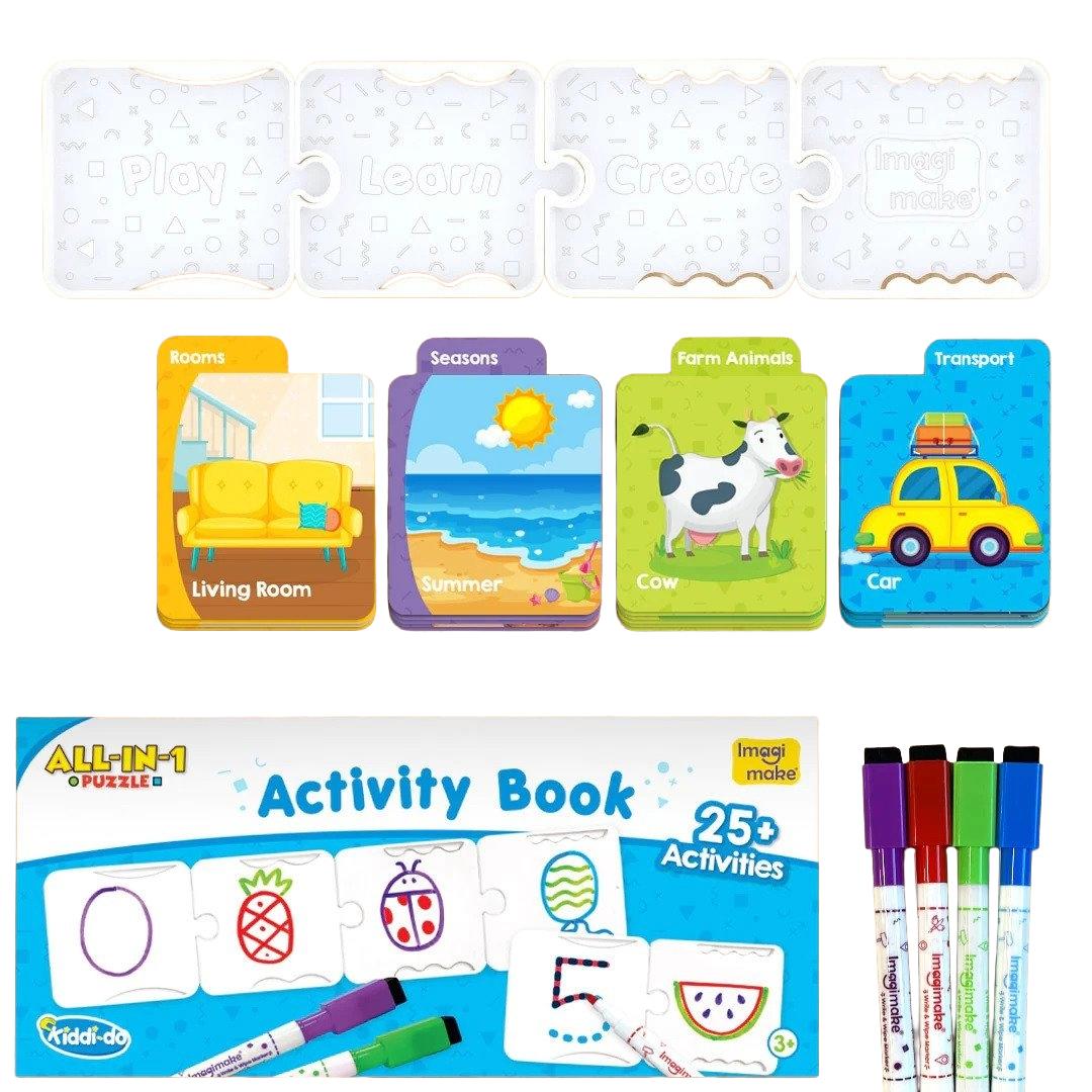 Set puzzle cu activitati educative. All-in-1 puzzle