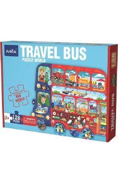 Imaginea produsului 'Puzzle autobuzul cu etaj 128 piese: Travel Bus'