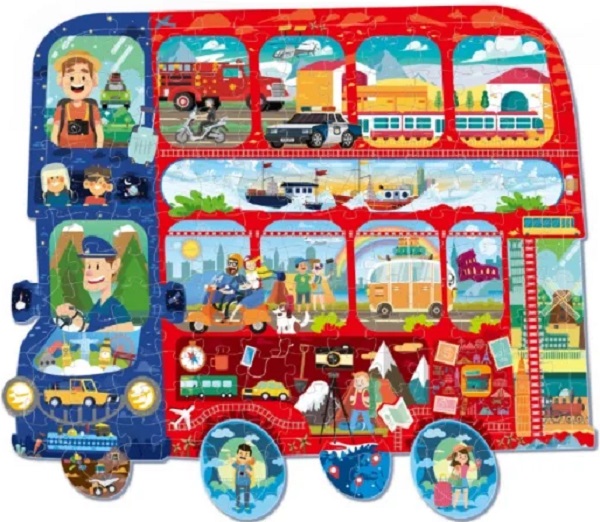 Puzzle autobuzul cu etaj 128 piese: Travel Bus 
