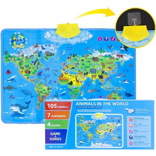 Harta vorbitoare in limba engleza: Animalele lumii. Animal World