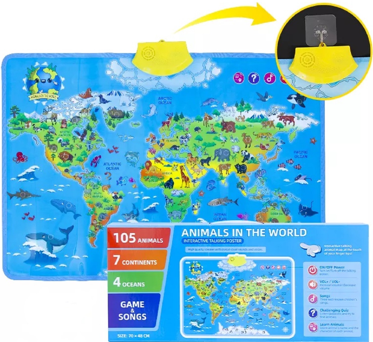 Harta vorbitoare in limba engleza: Animalele lumii. Animal World