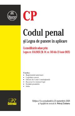 Poza produsului Codul penal si Legea de punere in aplicare Ed.13 Act. 23 septembrie 2025 - Petrut Ciobanu