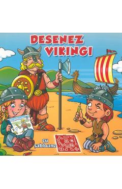 Coperta cărții 'Desenez vikingi cu șabloane'