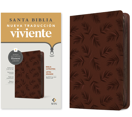Biblia Ultrafina Ntv, Letra Grande de Zíper Con Filament (Sentipiel, Palmera Café, Letra Roja) -