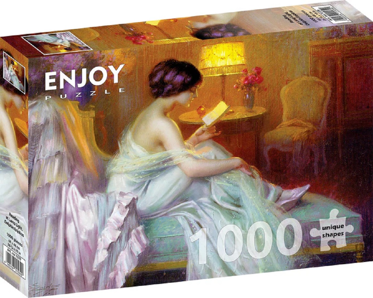 Puzzle 1000: Reading at Lamp Light. Delphin Enjolras