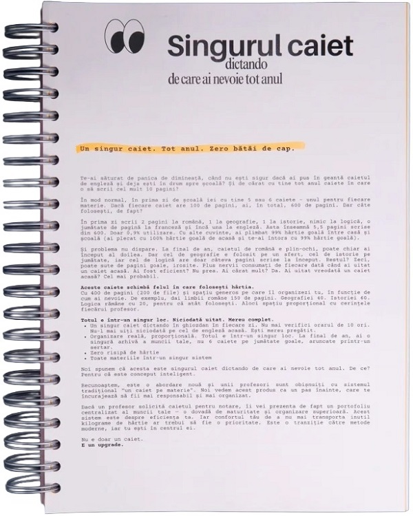 Caiet dictando A4 universal cu spirala: Stay extra