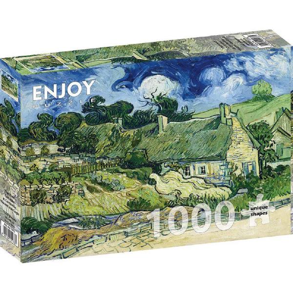 Puzzle 1000: Thatched Cottages at Cordeville. Vincent Van Gogh