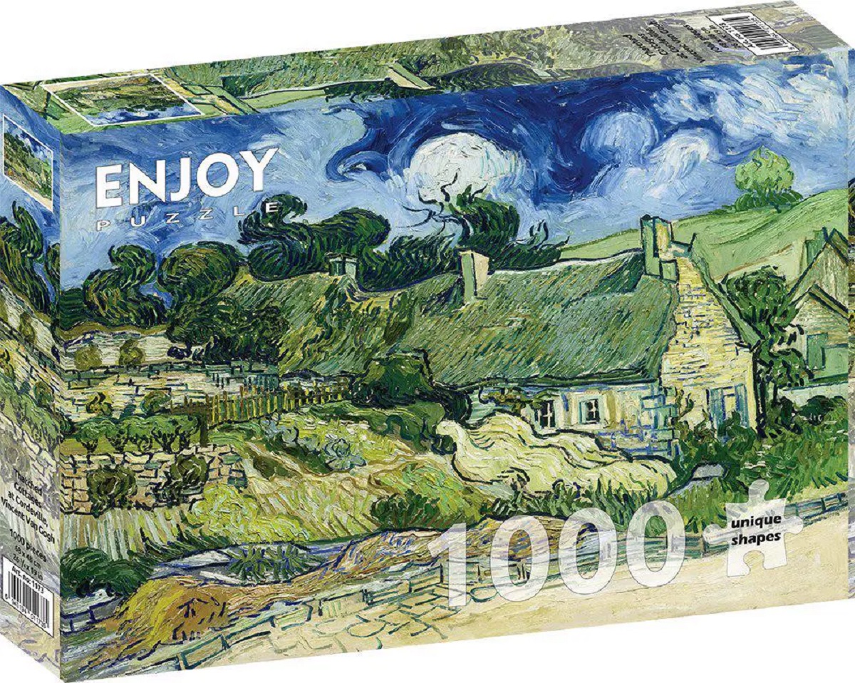 Puzzle 1000: Thatched Cottages at Cordeville. Vincent Van Gogh