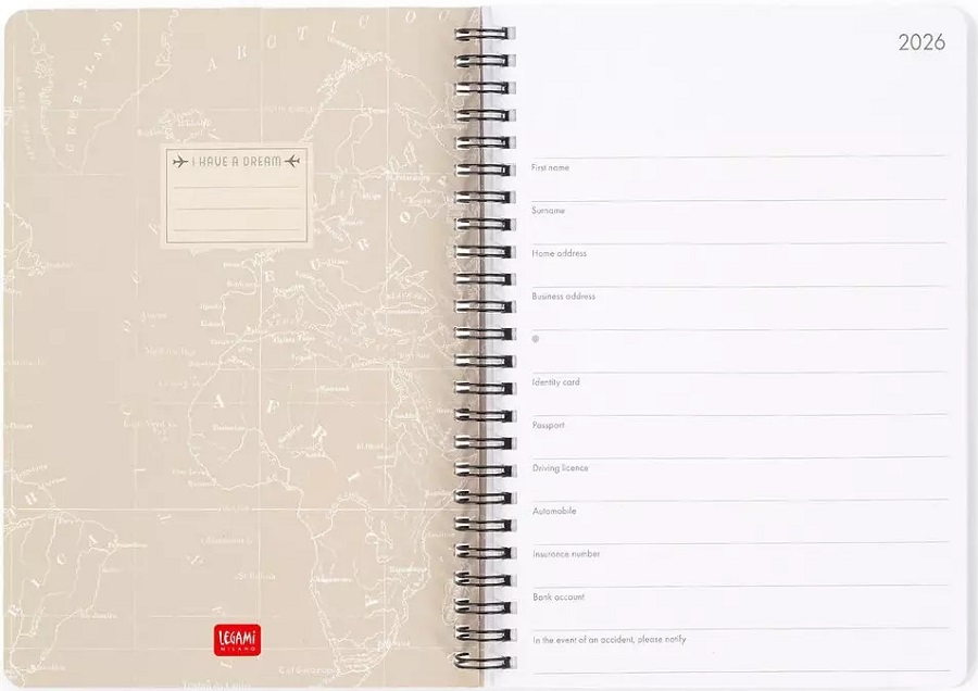 Agenda cu spirala 2026: Travel. Let new adventures begin