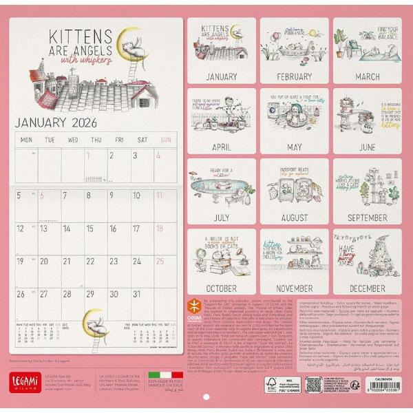 Calendar de perete 2026: Life is Better with Cats