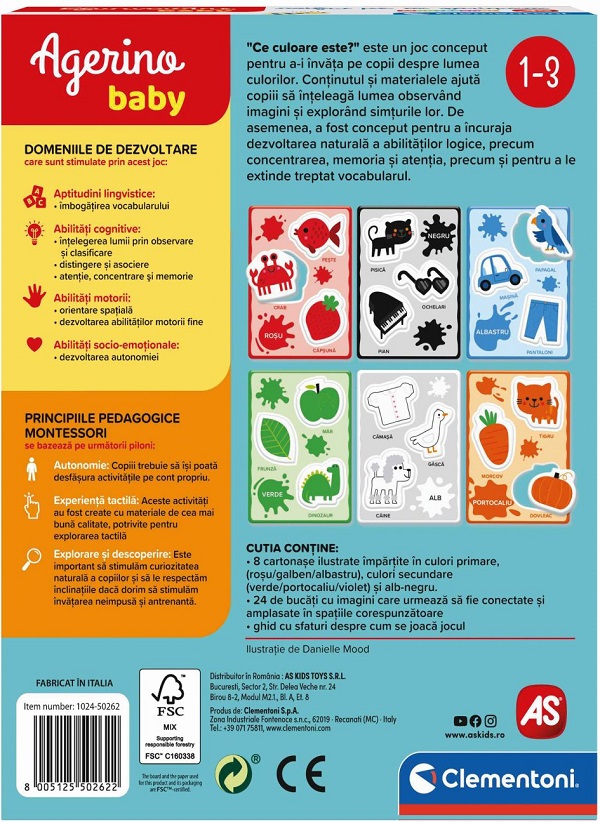Joc educativ Agerino Baby: Recunoasterea culorilor. Montessori