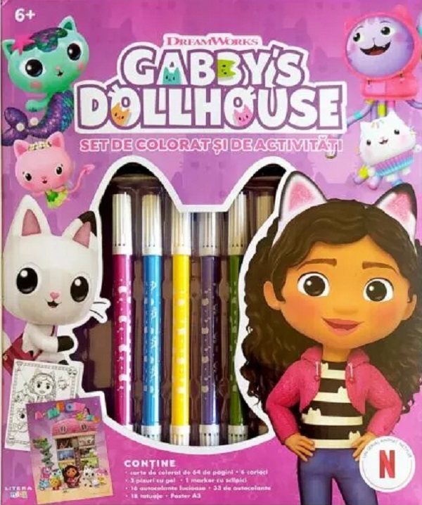 Gabby's Dollhouse. Set de colorat si de activitati