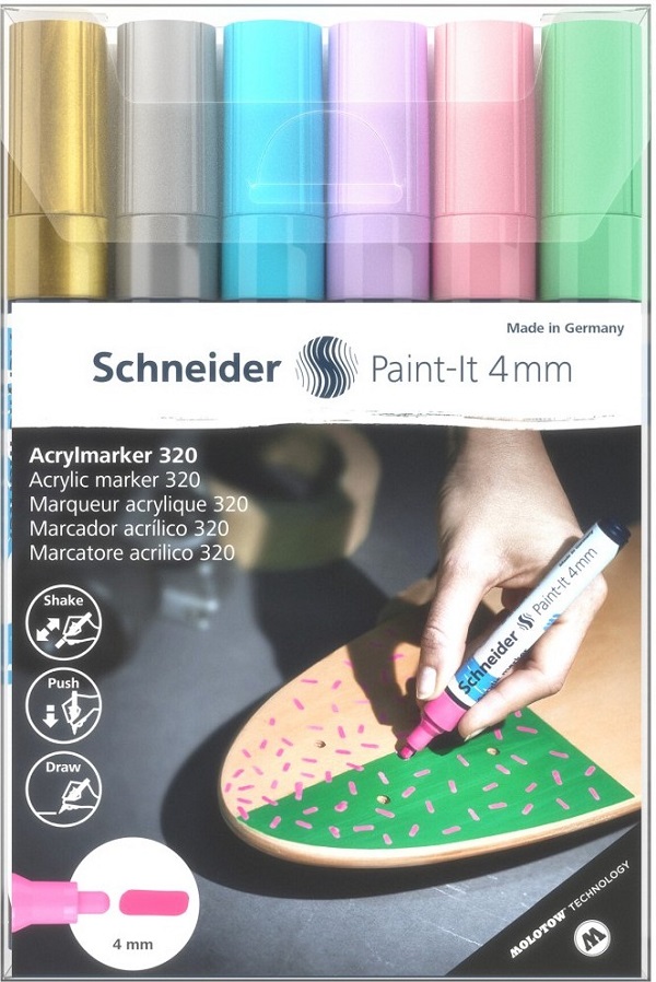 Set 6 markere acrilice. Paint-It 320 4 mm