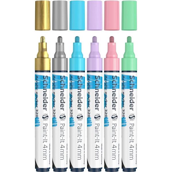 Set 6 markere acrilice. Paint-It 320 4 mm