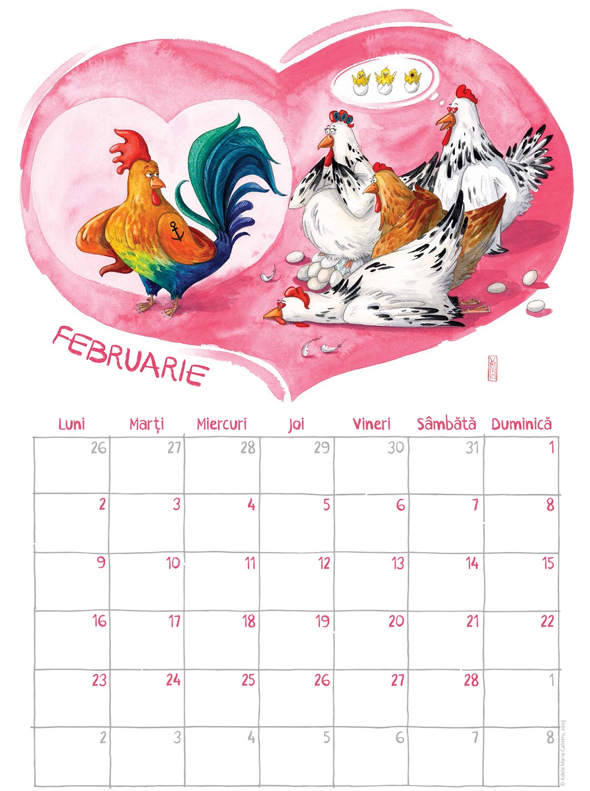 Calendar de perete 2026: Kotkodak