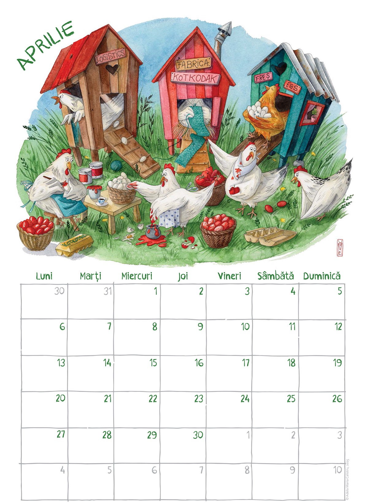 Calendar de perete 2026: Kotkodak
