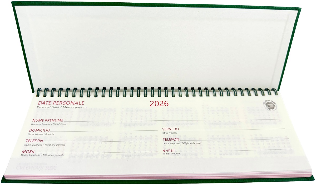 Planner saptamanal de birou 2026: Verde. Ivory Ego
