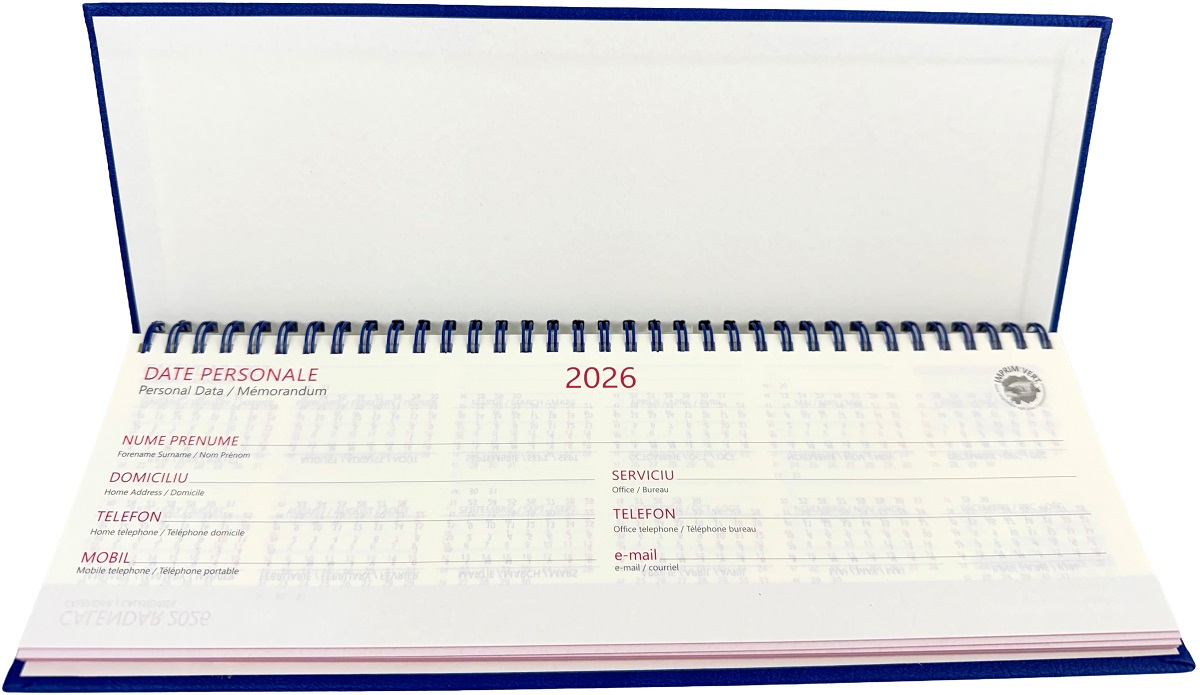Planner saptamanal de birou 2026: Albastru. Ivory Ego