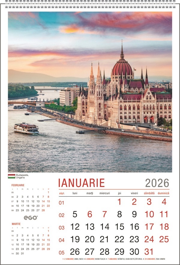 Calendar perete 2026: Orase europene