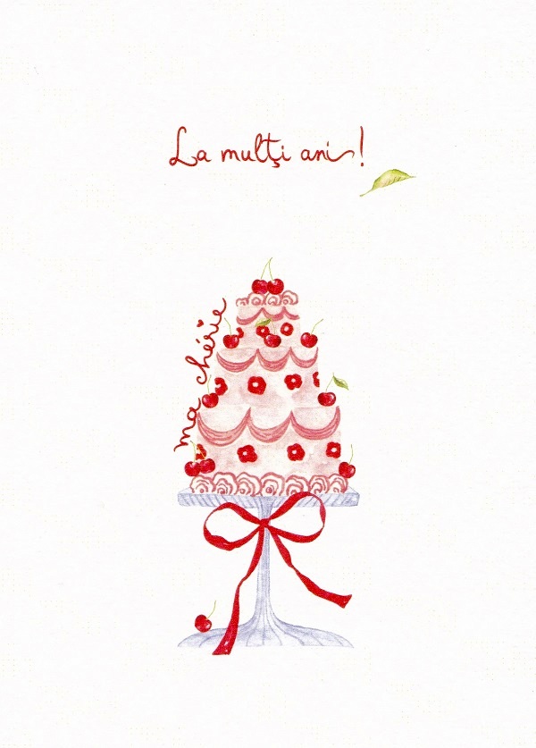 Felicitare: La multi ani! Tort. Mai Colorat