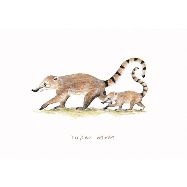Felicitare: Super Mom. Coati. Mai Colorat
