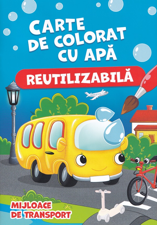 Mijloace de transport. Carte de colorat cu apa (reutilizabila)