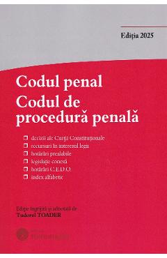 Coperta cărții 'Codul penal. Codul de procedură penală Act. 1 octombrie 2025 - Tudorel Toader'