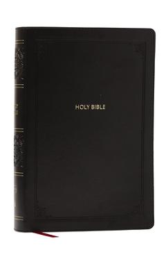 Coperta cărții 'NKJV Giant Print End-Of-Verse Reference Bible, Black Leathersoft, Red Letter, Comfort Print (Thumb Indexed): Holy Bible'