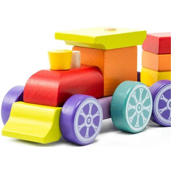 Jucarie din lemn: Trenulet Rainbow Express